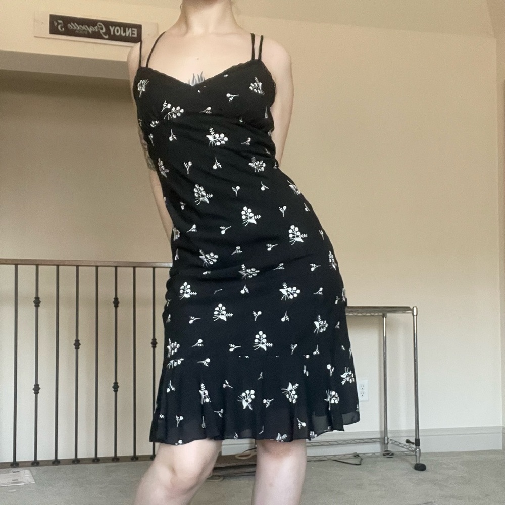 True Vintage 90s flutter hem midi grunge slip dress